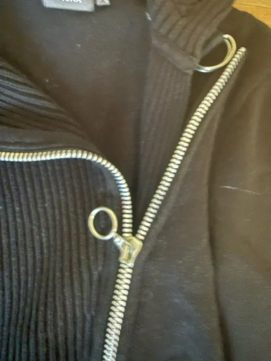 Mexx Black Zip-Front Ribbed Sweater - Picture 2 of 3